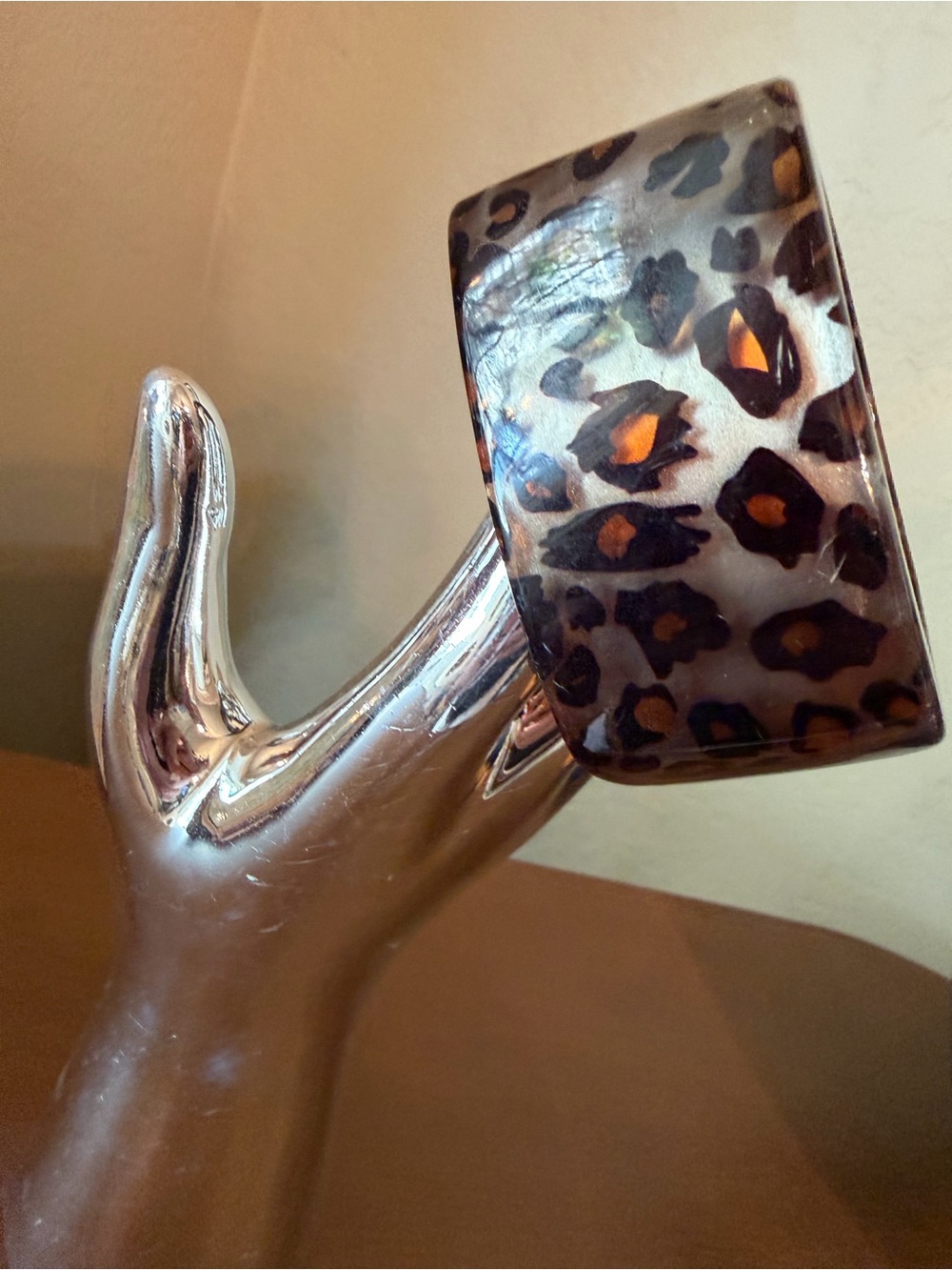 Fun & Funky Leopard Print Bangle Bracelet in Brown and Black